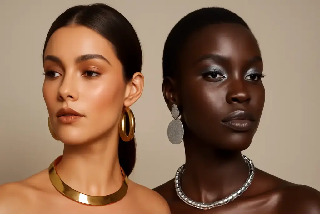 Accessori dorati o argentati: quando preferirli in base alla pelle e il trucco per brillare davvero